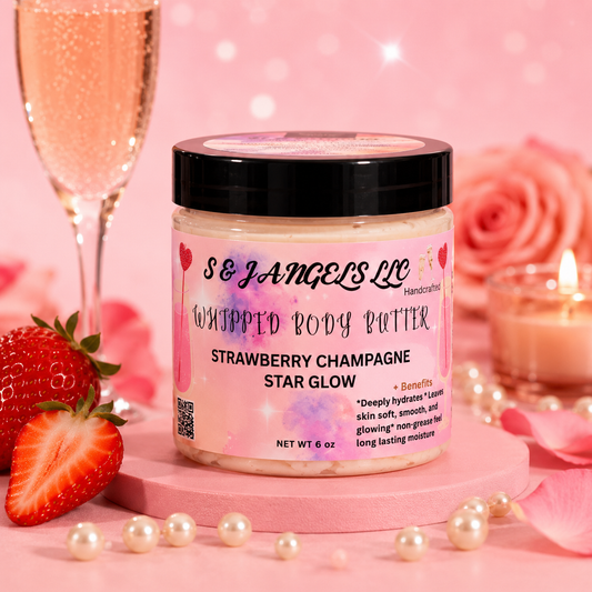 Strawberry Champagne Star Glow Whipped Body Butter Glitter Version                                           ❤️ Customer Favorite